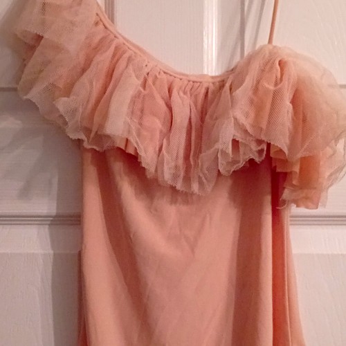 Pink peach ruffle - ruffle, off-shoulder