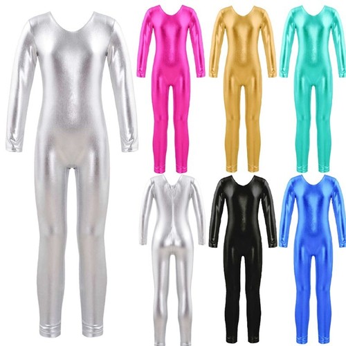 Girls shiny metallic unitard - girls,